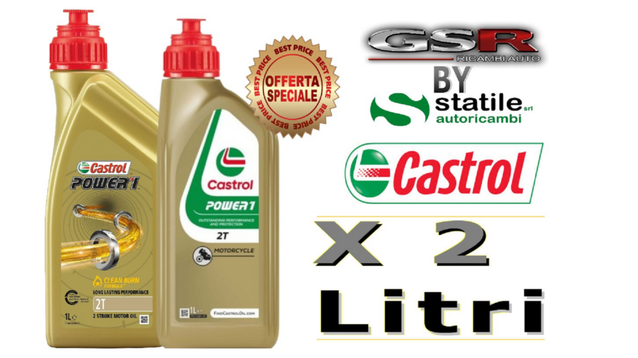 2 Litri Olio-Lubrificante Castrol Moto 2t Power 1 Lt.1